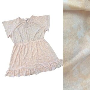 Lauren Conrad Blush Pink White Floral Dress Short Ruffles Lined Plus 3X Cottage
